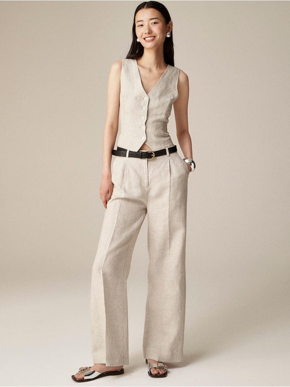 J. Crew  Linen Wide-Leg Trousers